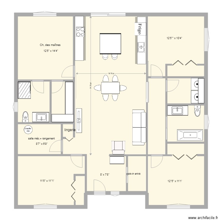 plan alexia plein pied 4 chambres. Plan de 0 pièce et 0 m2