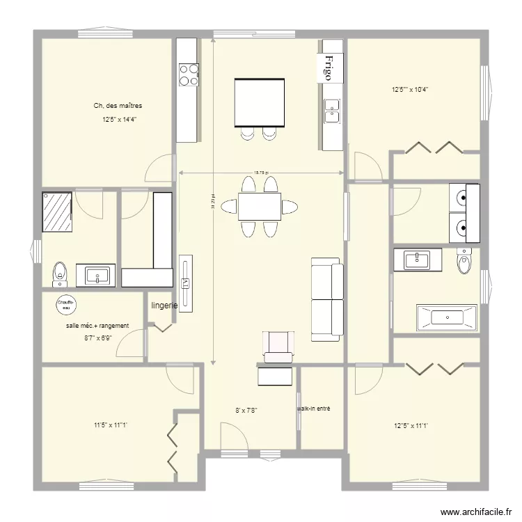 plan alexia plein pied 4 chambres. Plan de 