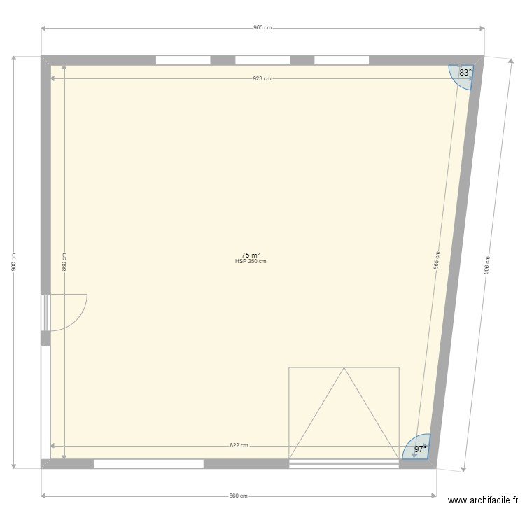 garage 2. Plan de 1 pièce et 75 m2