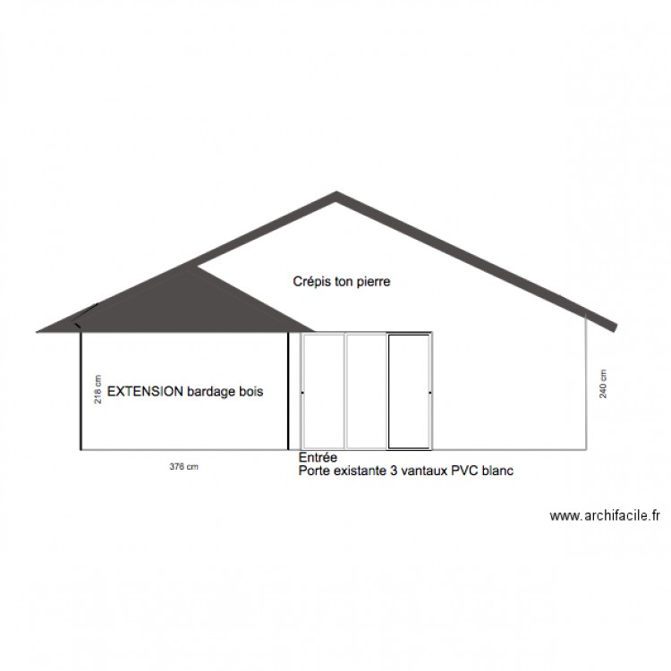 FACADE SUD APRÈS TRAVAUX. Plan de 0 pièce et 0 m2