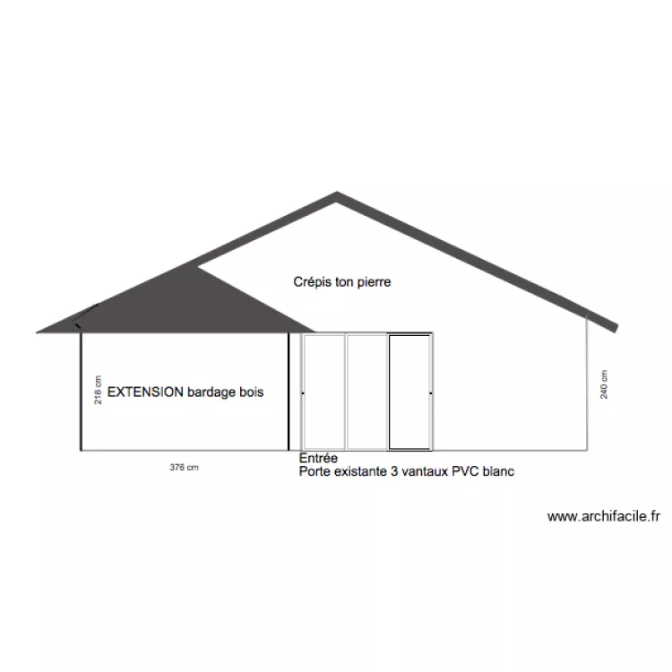 FACADE SUD APR&Egrave;S TRAVAUX. Plan de 