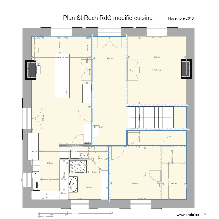 St Roch RdC modifié cuisine agrandie. Plan de 0 pièce et 0 m2