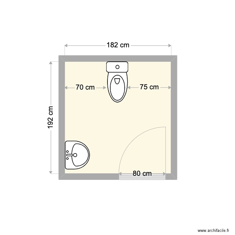 SANITAIRE CHAT GALAURE avant travaux. Plan de 1 pièce et 4 m2