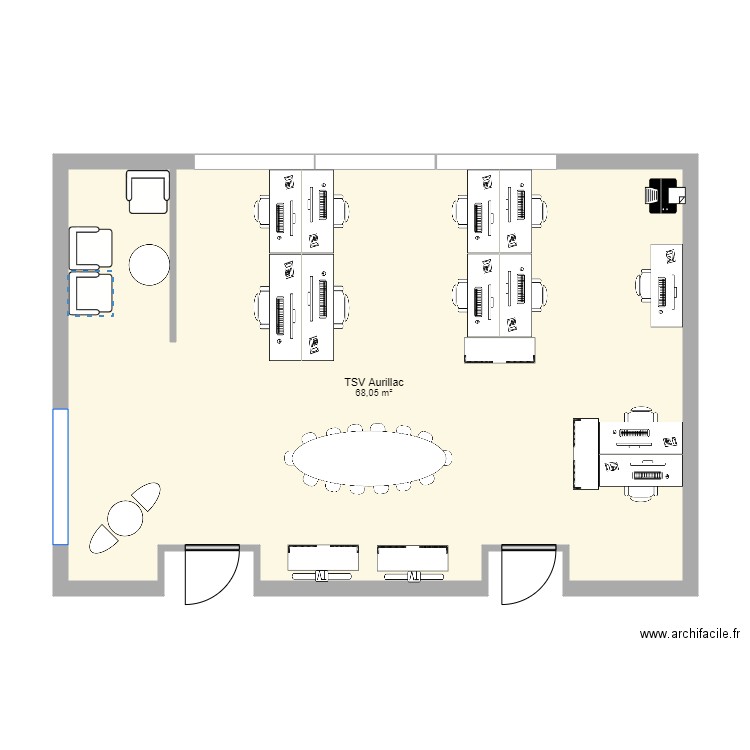 Aménagement TSV Aurillac V2. Plan de 1 pièce et 68 m2