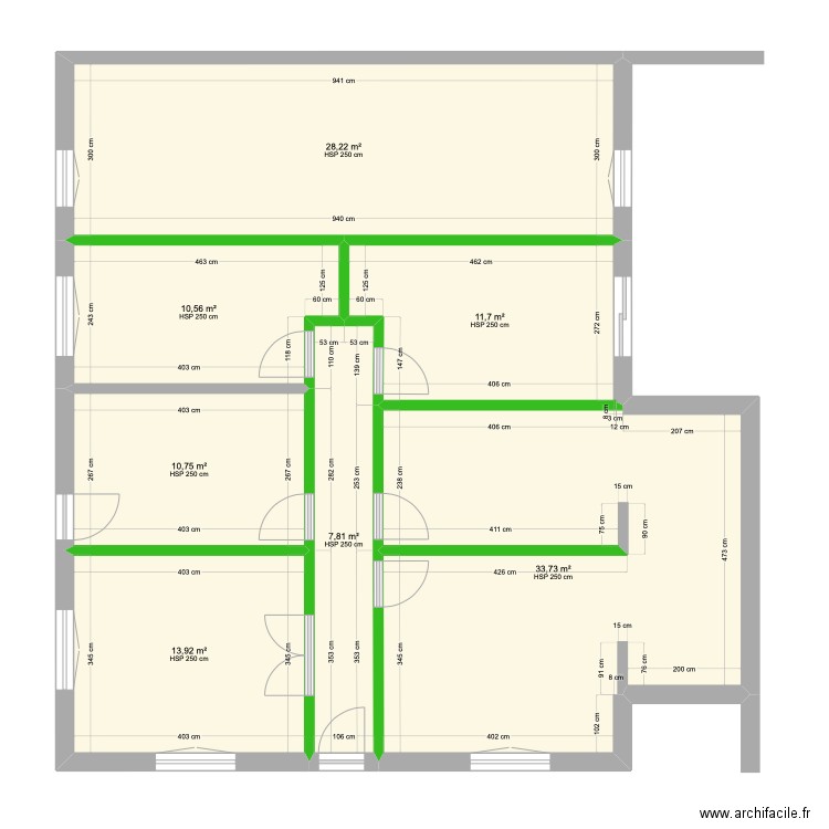 famoes planta da casa existente. Plan de 7 pièces et 117 m2