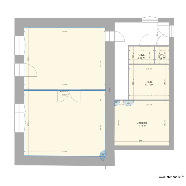 Gizeux V1. Plan de 5 pièces et 71 m2