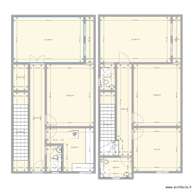plan 2. Plan de 16 pièces et 153 m2