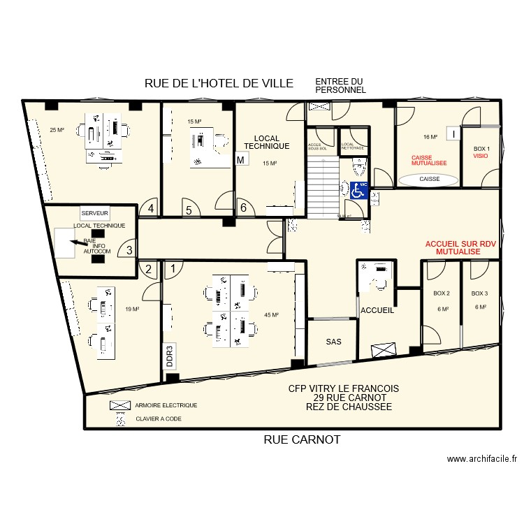 VITRY CARNOT RDC VIERGE. Plan de 12 pièces et 268 m2