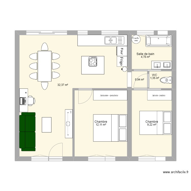 maison cuisine ouverte droite. Plan de 0 pièce et 0 m2