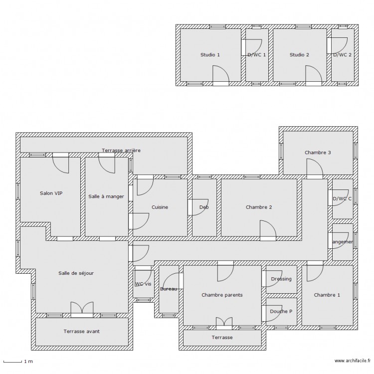 Plan famille_noms des pièces . Plan de 0 pièce et 0 m2