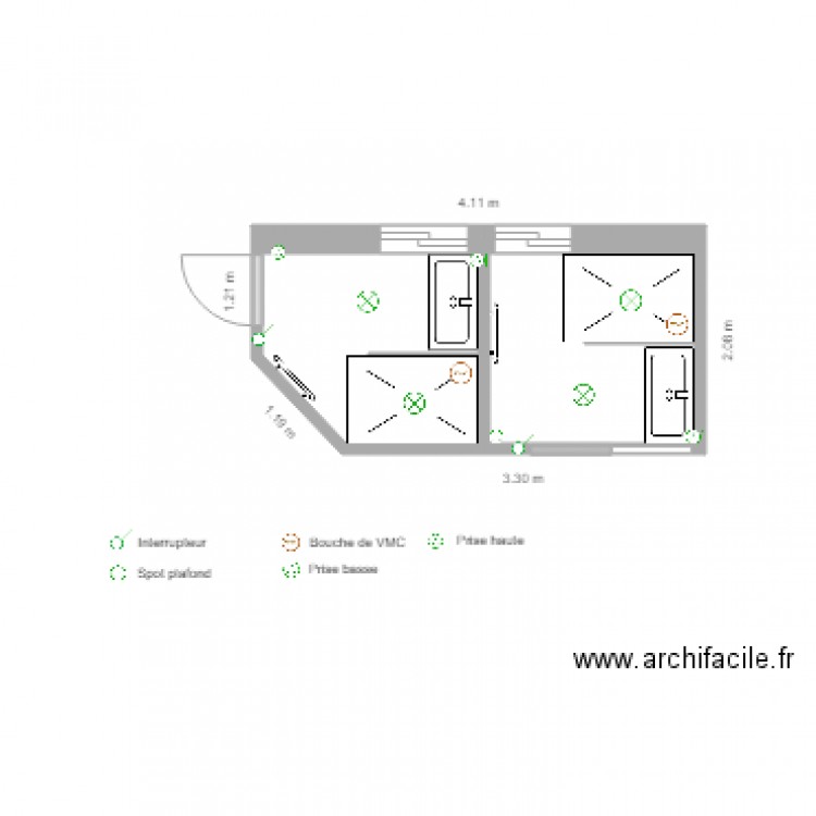 Plan SDB après Tx V4 Electicité. Plan de 0 pièce et 0 m2