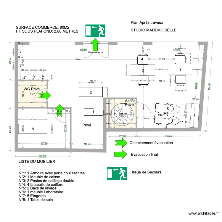 plan salon suite rdv non. Plan de 0 pièce et 0 m2