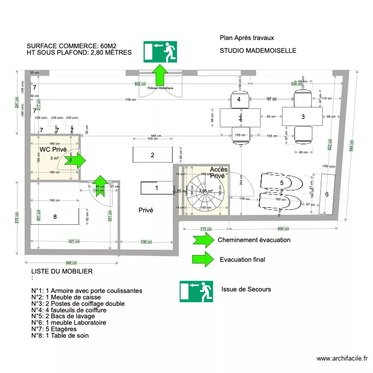 plan salon suite rdv non. Plan de 