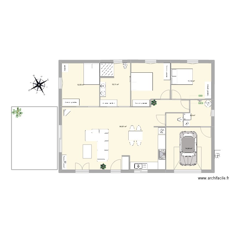 disposition1. Plan de 6 pièces et 120 m2