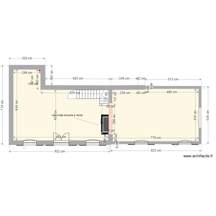 ouverture pignon Sud . Plan de 0 pièce et 0 m2