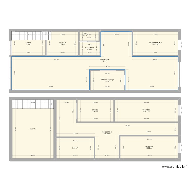 Grange tournes. Plan de 13 pièces et 173 m2