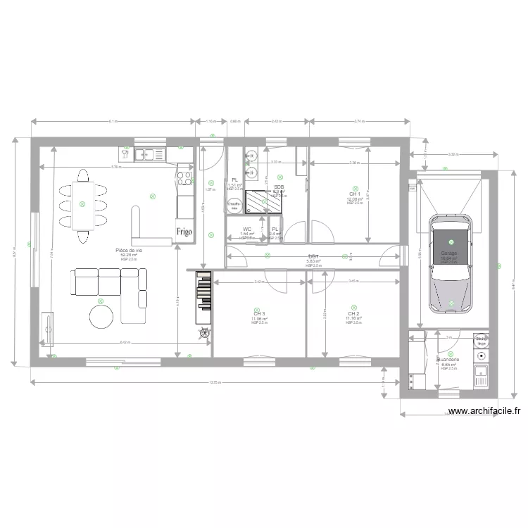 Maison . Plan de 