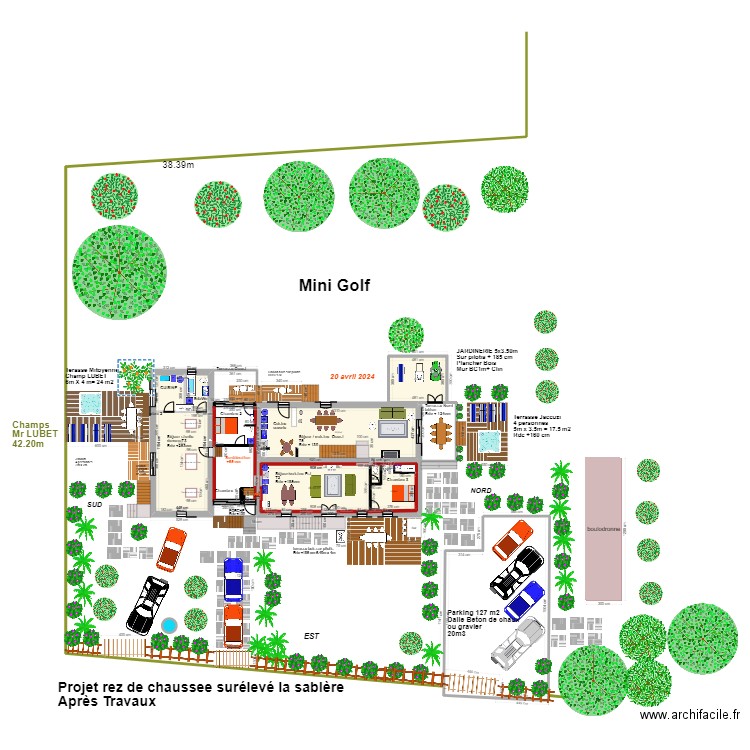 plan masse rez de chaussée terrasses piscine version 2. Plan de 8 pièces et 175 m2