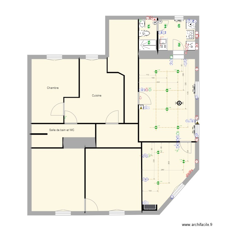 2C 2eme étage V01. Plan de 10 pièces et 105 m2