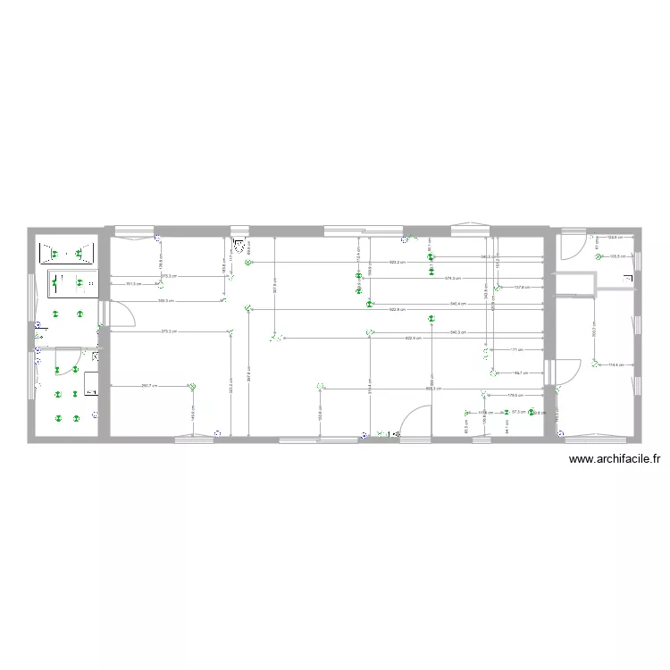 maison venissieux elec &eacute;clairage sans cloisons. Plan de 