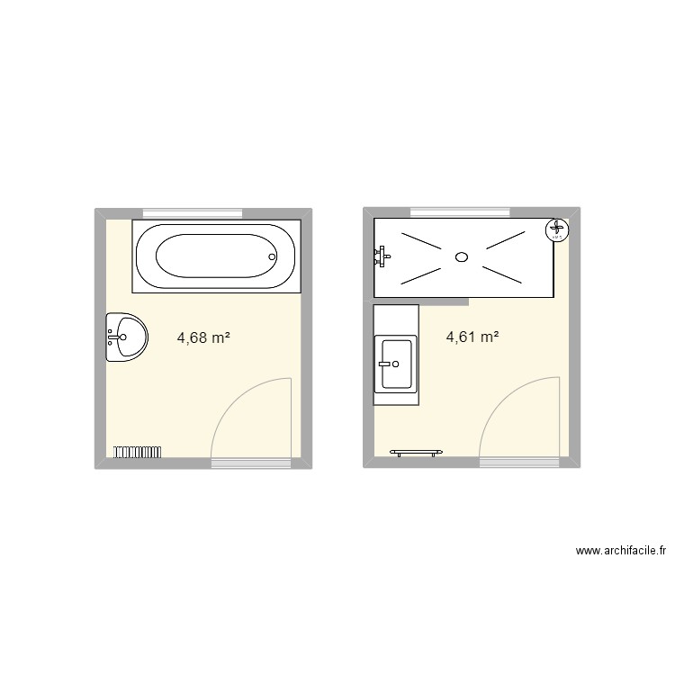 SdB FRISSARD. Plan de 2 pièces et 9 m2