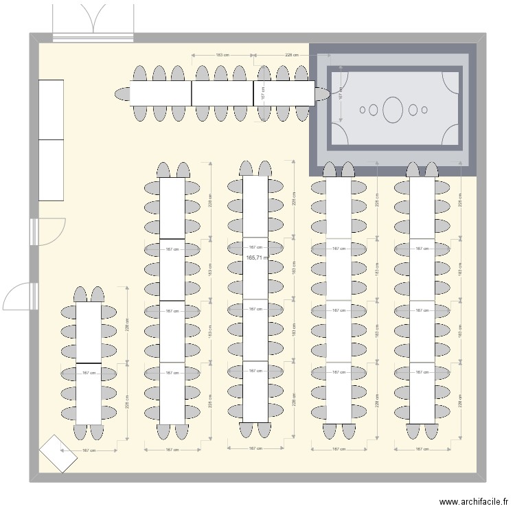 Plan salle Martelet revisité 15/05/2022. Plan de 1 pièce et 166 m2