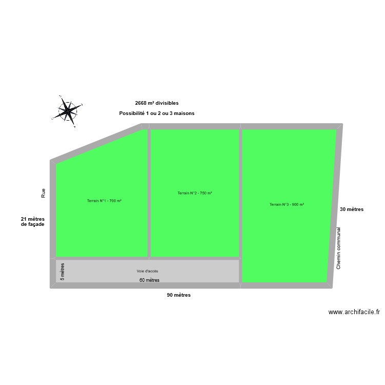 BROT. Plan de 4 pièces et 90 m2