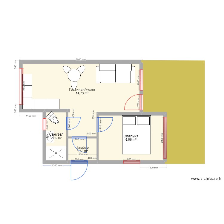 p30. Plan de 5 pièces et 37 m2