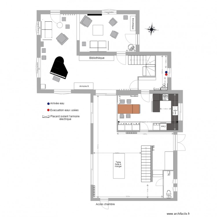 Plan aménagement salle salons cuisine buanderie 3. Plan de 0 pièce et 0 m2