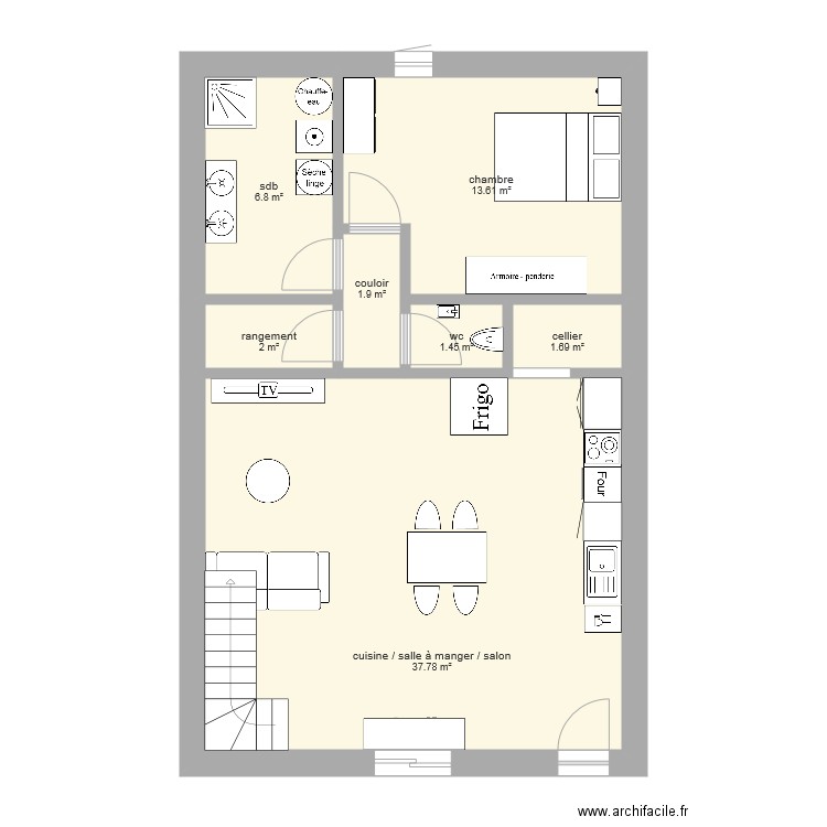 Travée 1 niv 1. Plan de 0 pièce et 0 m2