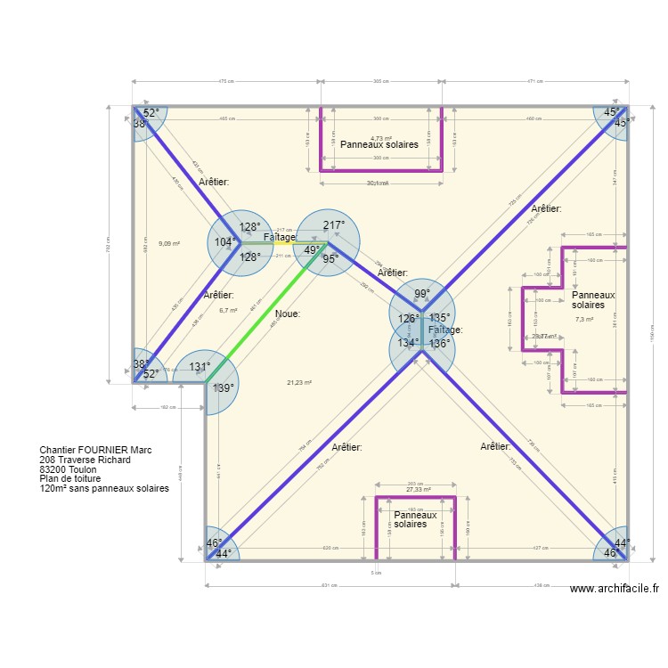 Plan FOURNIER. Plan de 8 pièces et 130 m2