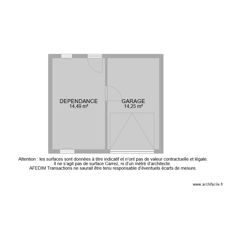 BI 9260 ANNEXES. Plan de 2 pièces et 29 m2