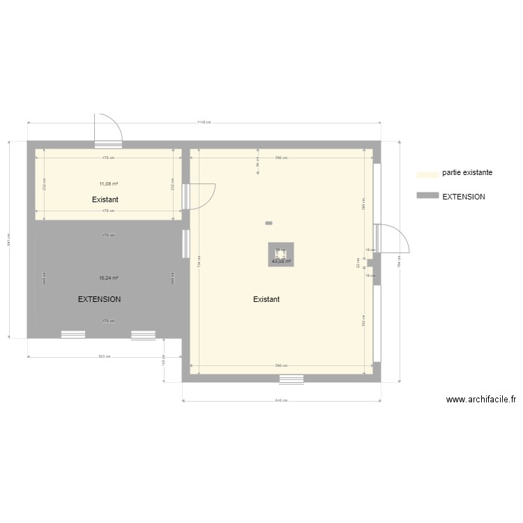extention. Plan de 0 pièce et 0 m2
