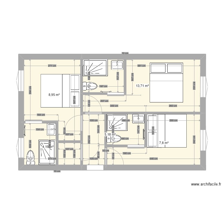 hotel . Plan de 5 pièces et 40 m2