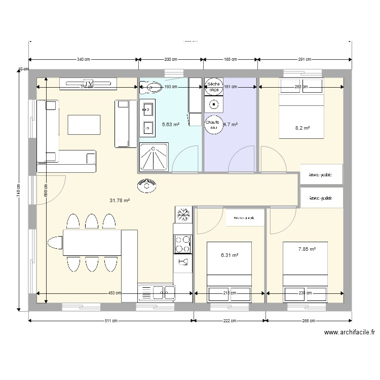 75m2. Plan de 0 pièce et 0 m2