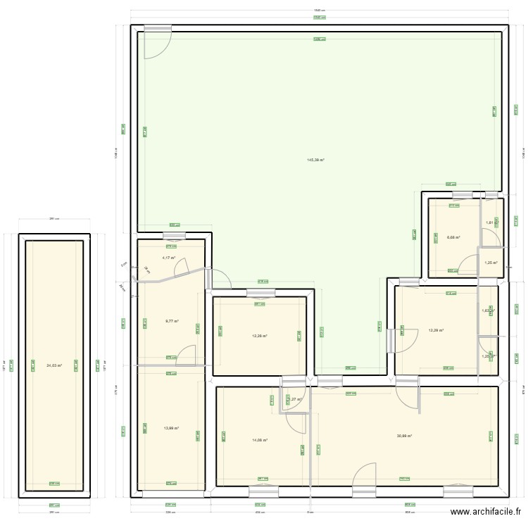 TASDON2022. Plan de 15 pièces et 281 m2