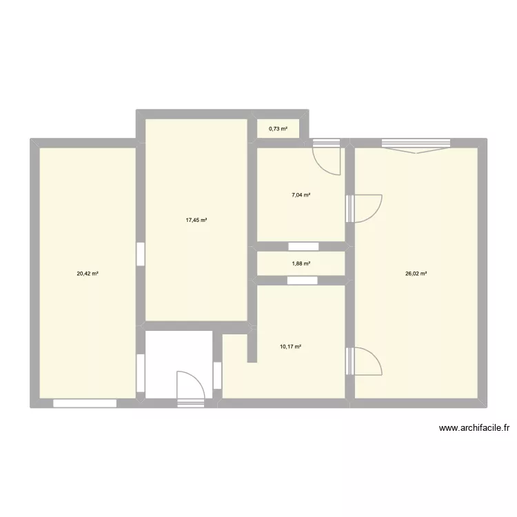initial avant travaux. Plan de 7  et 84 m²