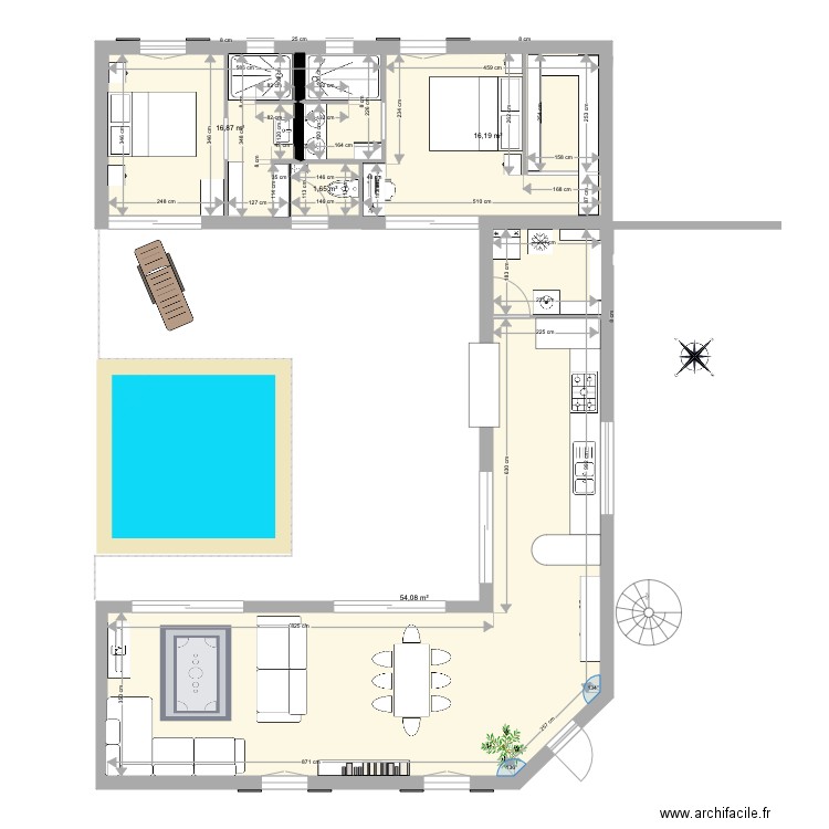 case avirons V1. Plan de 0 pièce et 0 m2