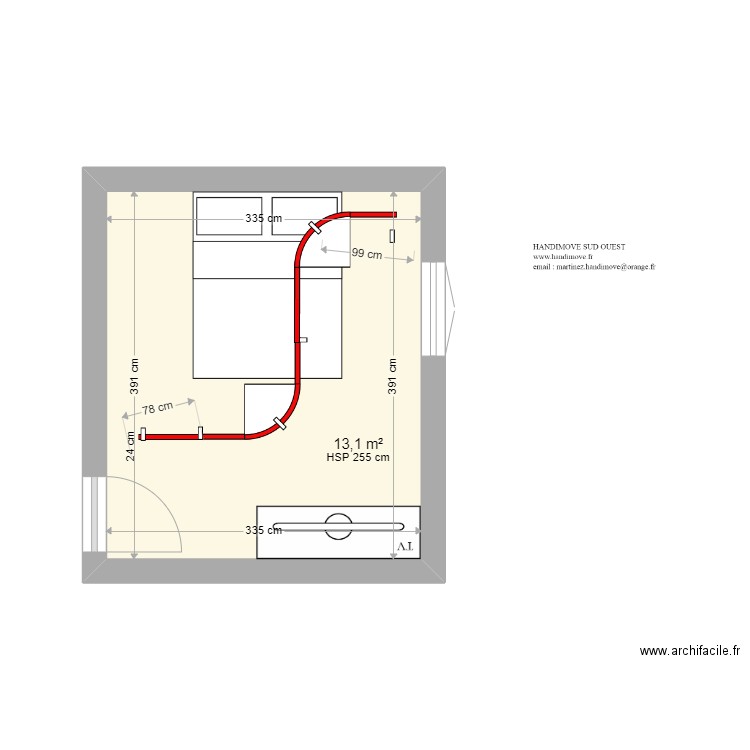 Plan PEE selon devis DV17220303. Plan de 1 pièce et 13 m2