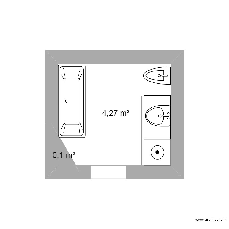 Salle de bain. Plan de 2 pièces et 4 m2