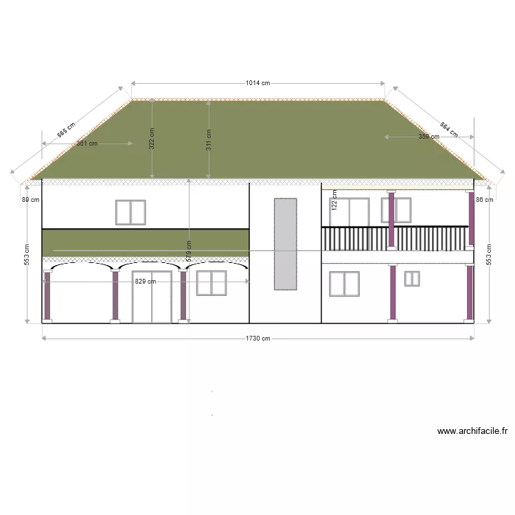 facade arri&egrave;re. Plan de 