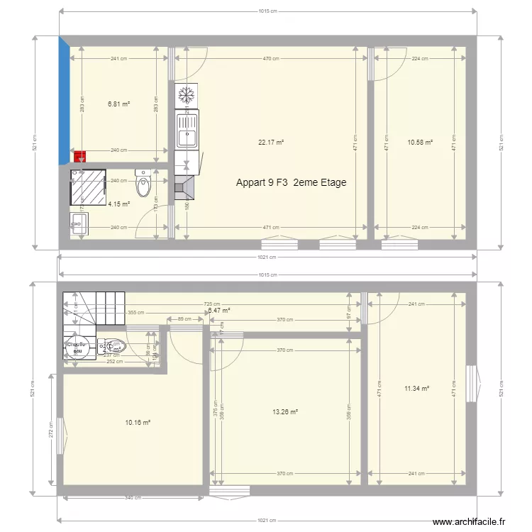 Le moulin Appart 9 F3 2 eme Etage. Plan de Le moulin Appart 9 F3 2 eme Etage. Plan de