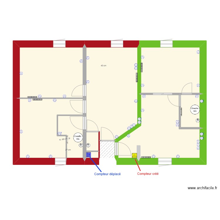 43 République R+3 plan compteurs futur. Plan de 9 pièces et 72 m2