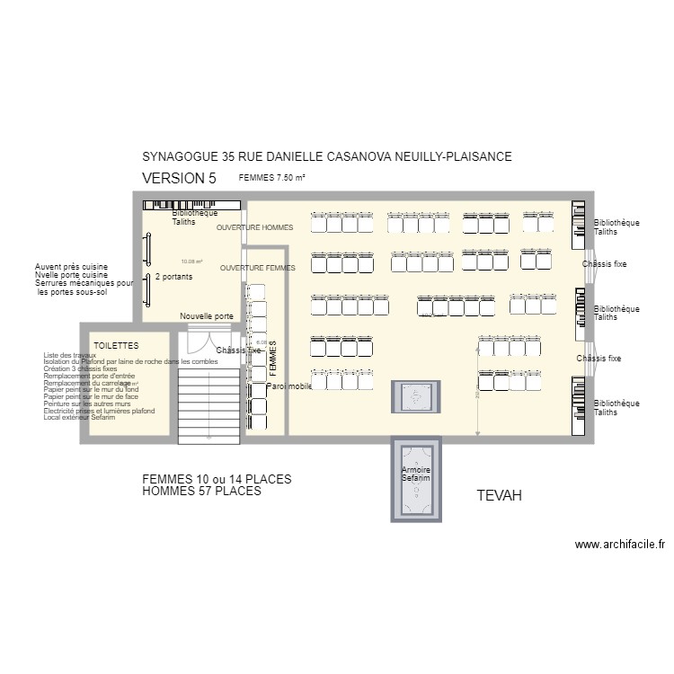 SYNAGOGUE VERSION 5. Plan de 4 pièces et 82 m2