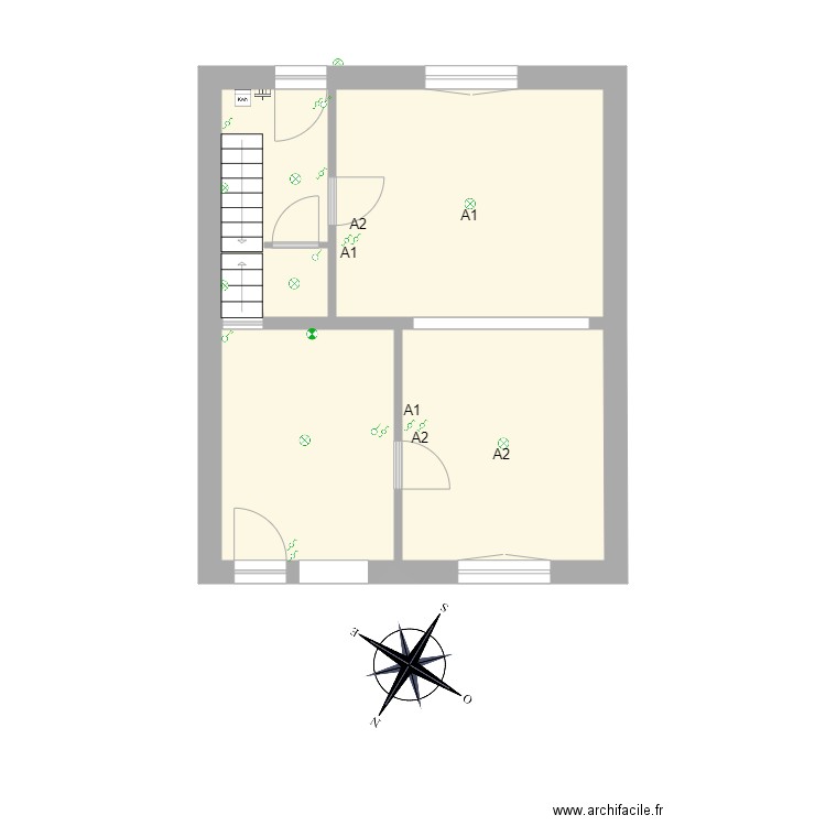 maison a Onoz rez elec. Plan de 4 pièces et 51 m2