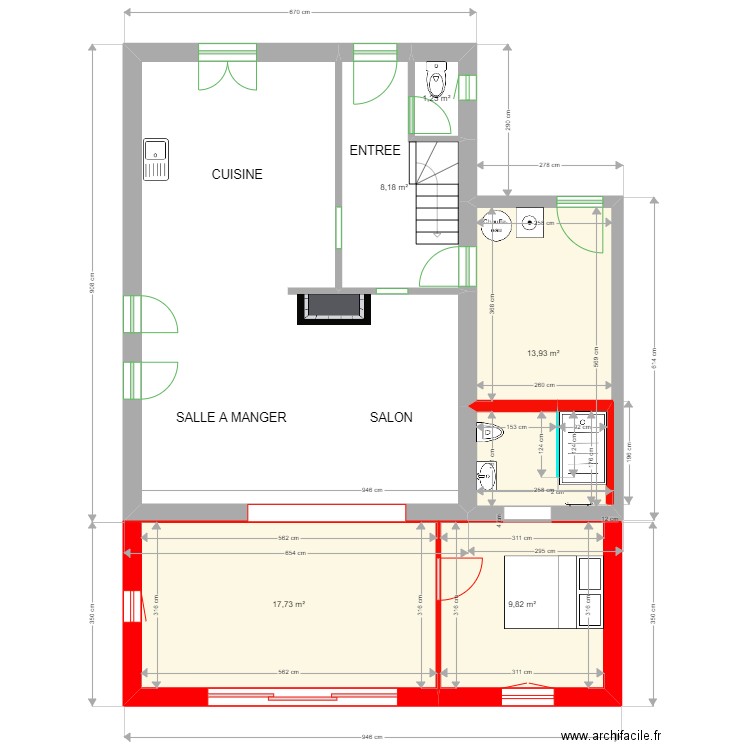 CASTEX MAISON COTE rev 5. Plan de 6 pièces et 91 m2