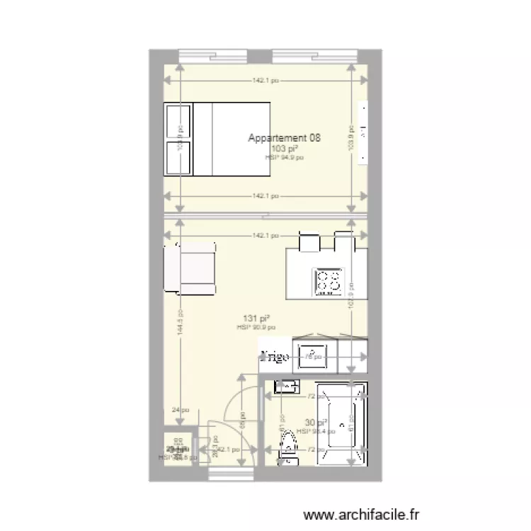 Appartement 08 mm. Plan de 