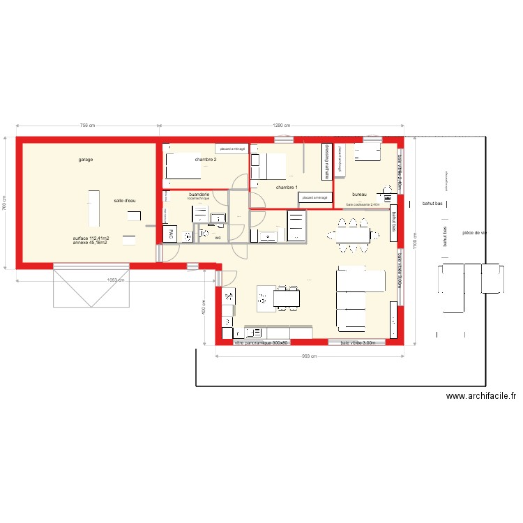 plan simplifié entrée cuisine 112m2 2eme vesion. Plan de 0 pièce et 0 m2