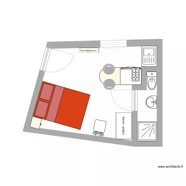 STUDIO COSNE SUR LOIRE MEUBLE. Plan de 