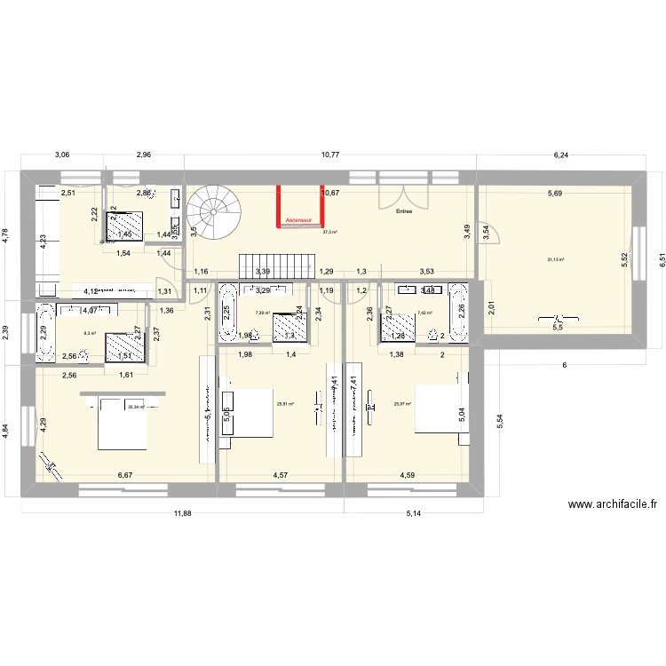 Andorra Chalet V5 600M2 V5 sans mezzanine. Plan de 19 pièces et 751 m2